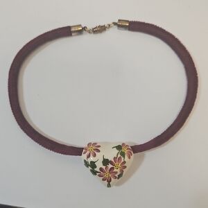 1970s Ceramic Floral Choker Necklace